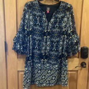 Vince Camuto Black and Blue Floral Dress